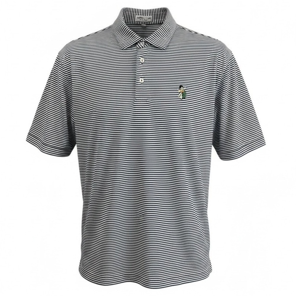 Peter Millar Summer Comfort Polo Shirt XL Navy White Stripe Bagpiper Logo Golf
